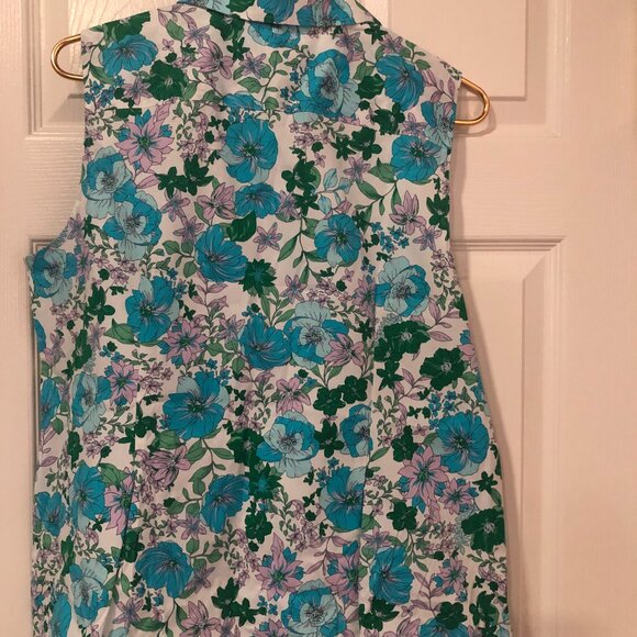 Talbots Sleeveless Non-Iron Perfect Shirt Size 14 - Floral - Picture 4 of 4